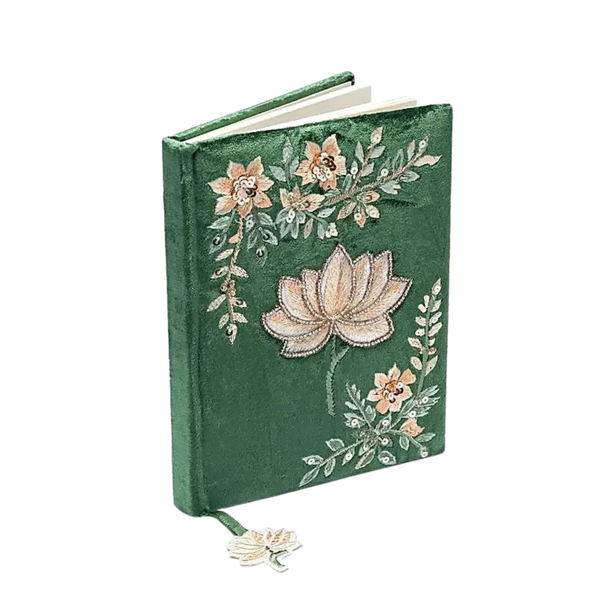 Notitieboek Velvet Groen Lotus Bloem