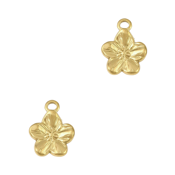 Bedel (Stainless Steel) Bloem Hibiscus 15mm Goud - 1 stuk