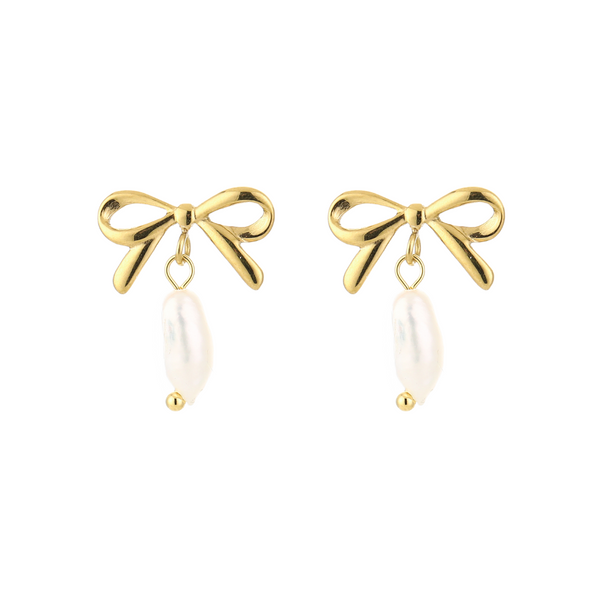 Oorbellen Stud Bow Pearl