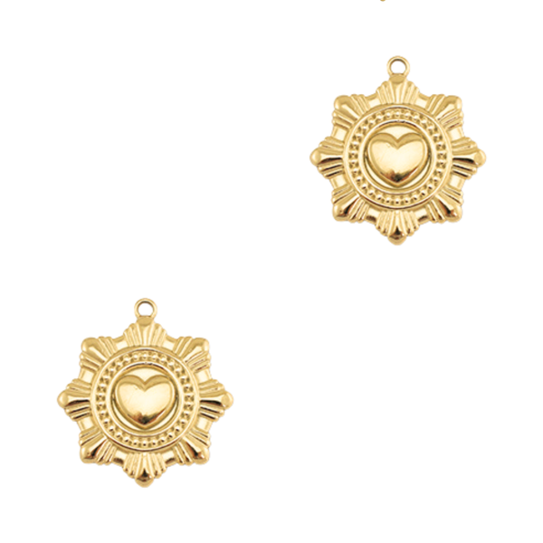 Bedel (Stainless steel) Ster Met Hart 24mm Goud - 1 stuk
