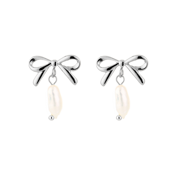 Oorbellen Stud Bow Pearl