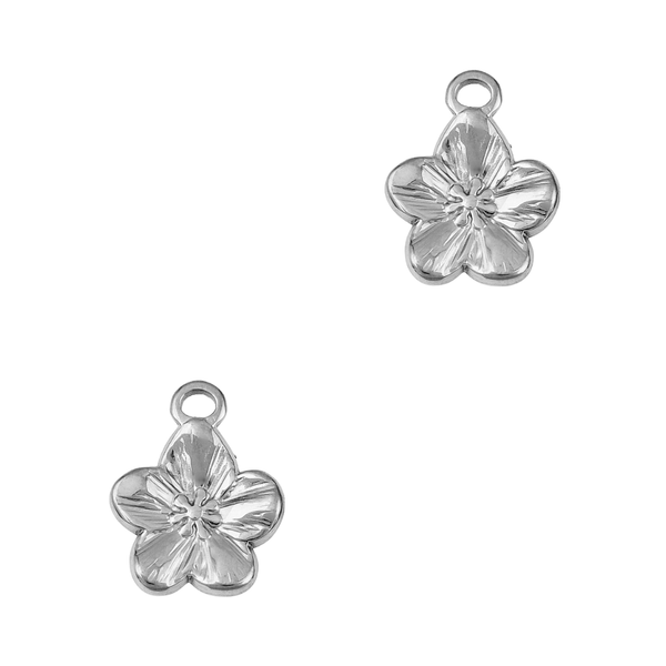 Bedel (Stainless Steel) Bloem Hibiscus 15mm Zilver - 1 stuk