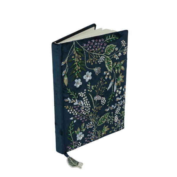 Notitieboek Donker Blauw Bloemen