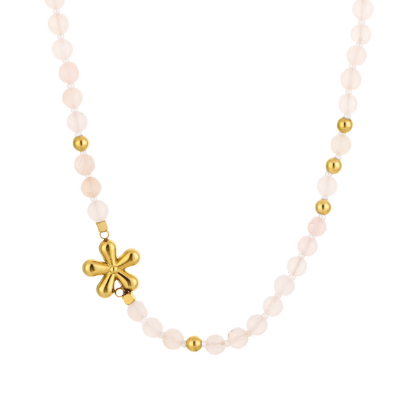 Ketting Gemstone Flower Beige