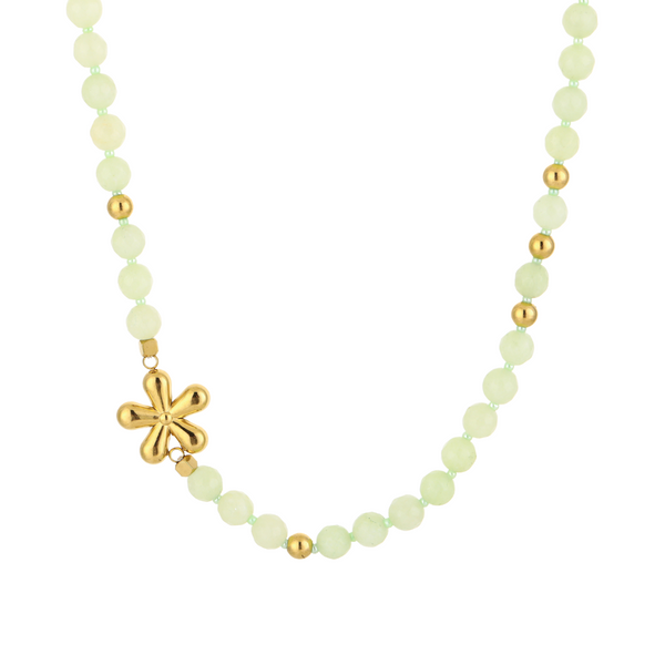 Ketting Gemstone Flower Lime Green