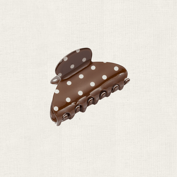 Haarclip Round Polka Dot Brown