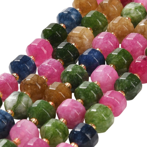 8mm Natuursteen Facet Geslepen Jade Roze Groen - 10 stuks