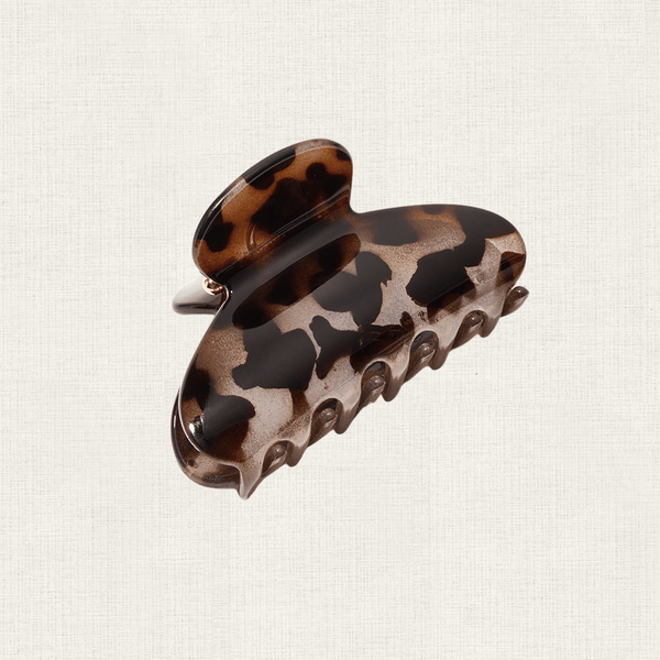 Haarclip Round Leopard Beige