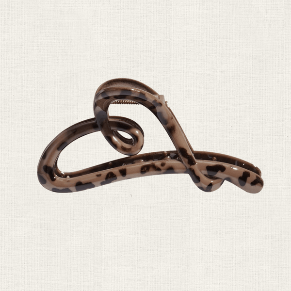 Haarclip Heart Leopard Brown