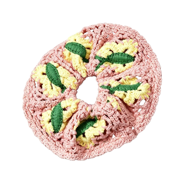 Scrunchie Gehaakt Pink Lemon
