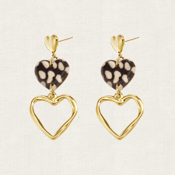 Oorbellen Stud Heart Safari