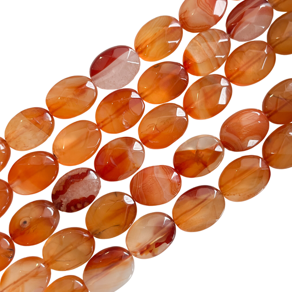 Natural Stone Bead Faceted Oval Carnelian 17mm