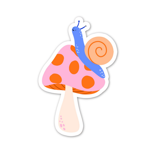 Vinyl Sticker Muchable Slak Op Paddestoel - 1 Stuk