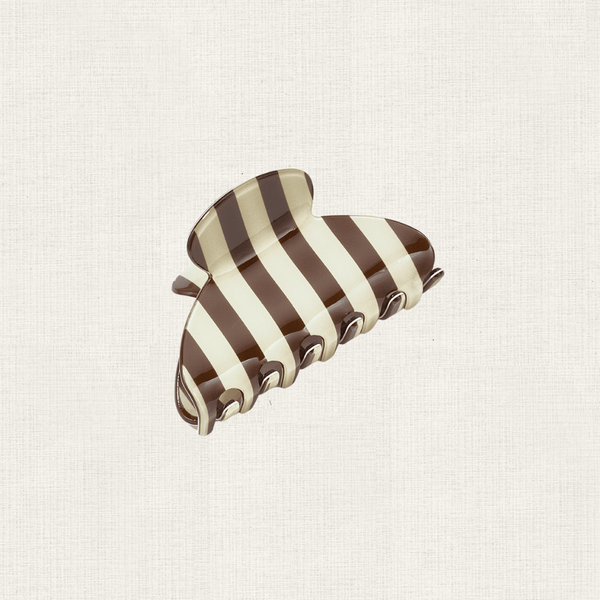 Haarclip Round Stripes Brown