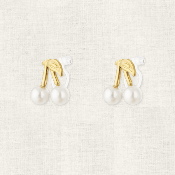 Oorbellen Clip-on Pearl Cherry