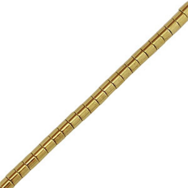 2mm Natuursteen Kralen Tube Hematiet Goud - 50 stuks