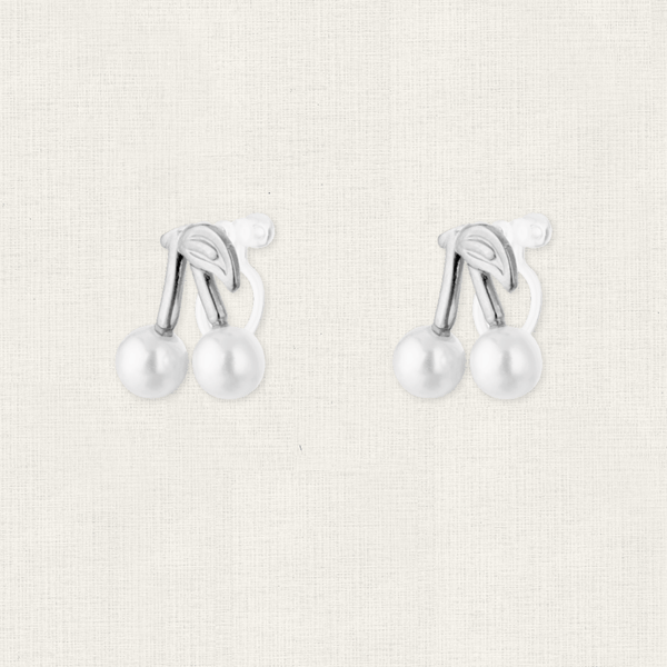 Oorbellen Clip-on Pearl Cherry