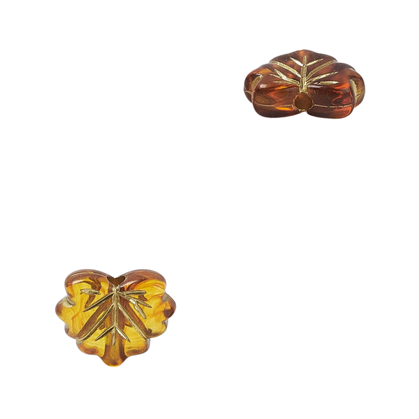 Acryl Kraal Blad Goud Bruin 10.5x13mm - 1 stuk