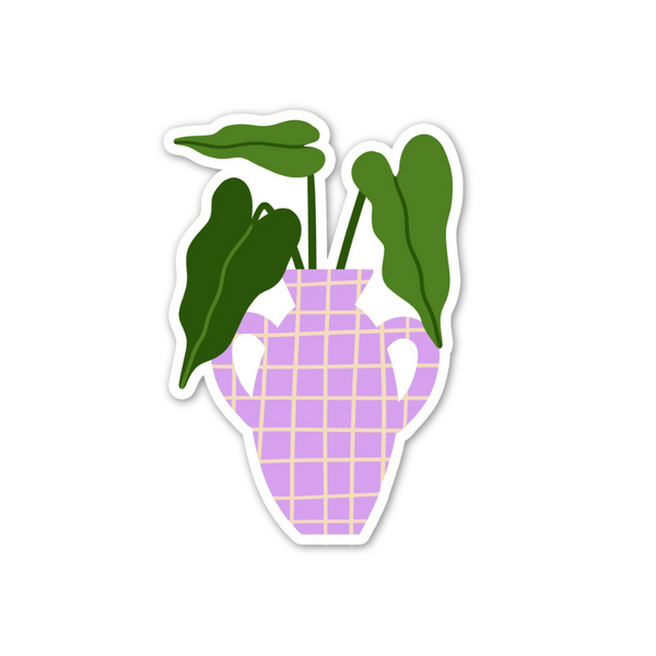 Vinyl Sticker Muchable Plant in Paarse Bloempot - 1 Stuk
