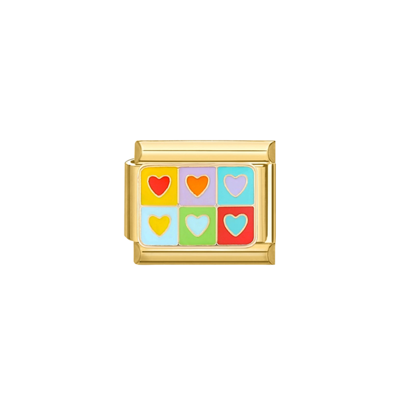 Italian Charm Regenboog Hartjes Goud - 1 Stuk
