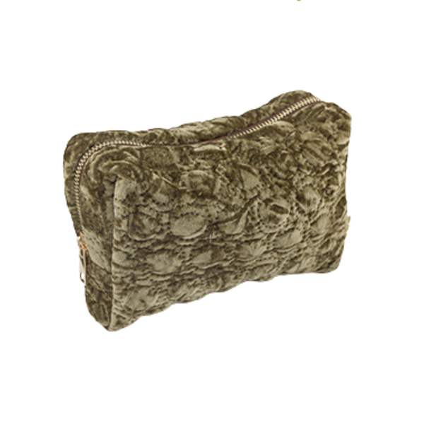 Make Up Tasje Velvet - Olijf Bruin