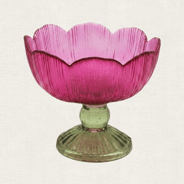 Schaal Op Voet Bloem Donker Roze