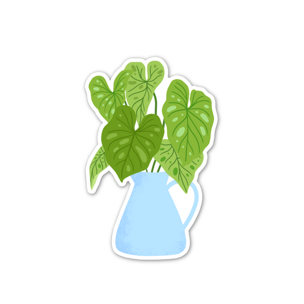 Vinyl Sticker Muchable Plant in Blauwe Bloempot - 1 Stuk