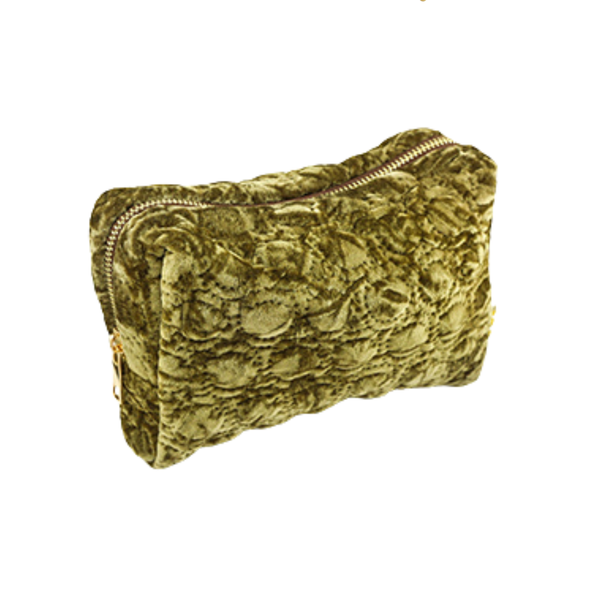 Make Up Tasje Velvet - Olijf Groen