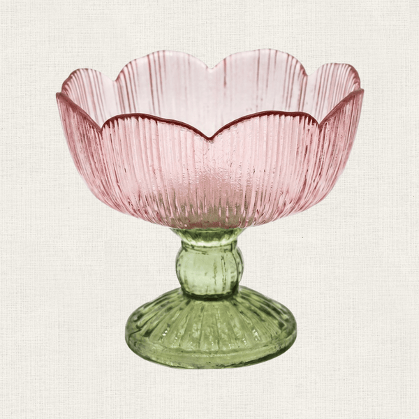 Schaal Op Voet Bloem Licht Roze