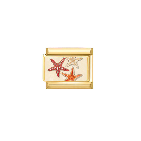 Italian Charm Zeesterren Beige Rood Goud - 1 Stuk