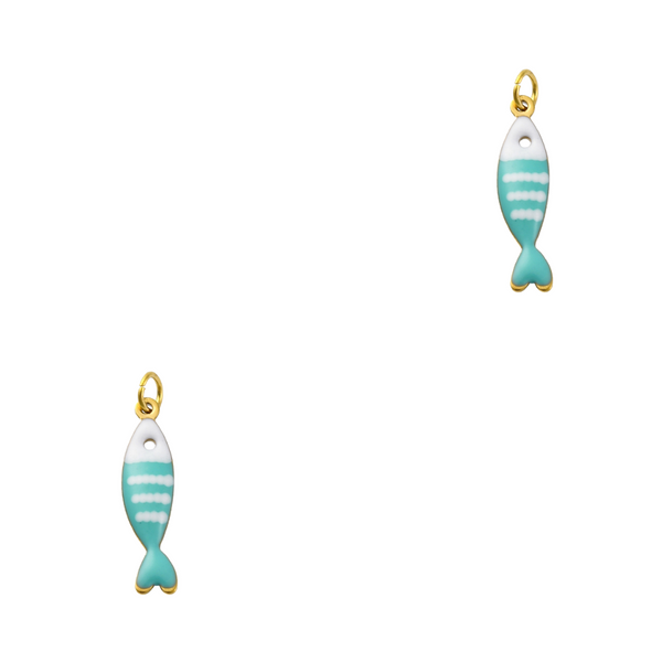 Bedel (Stainless Steel) Vis Sardientje Turquoise 18.5mm Goud - 1 stuk