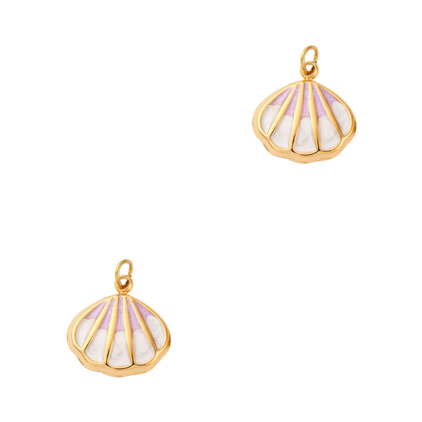 Bedel (Stainless Steel) Schelp Lila Paars 13.5mm Goud - 1 stuk