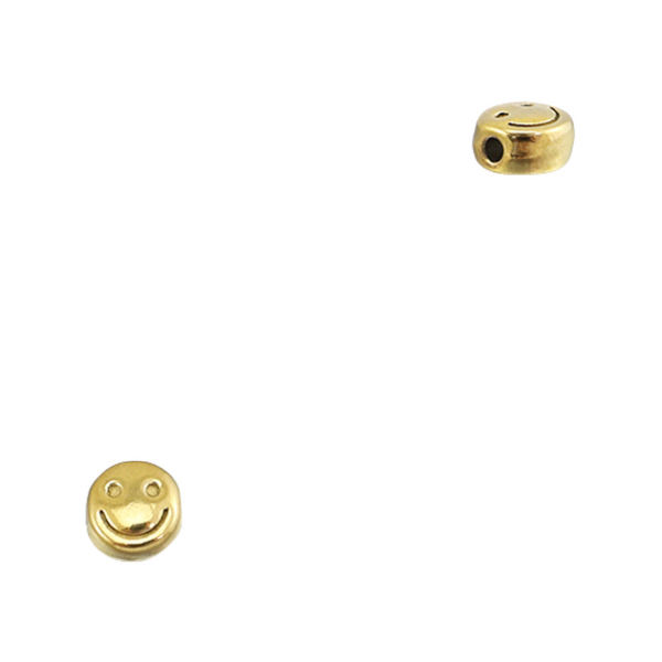 Metalen Kraal (Stainless steel) Smiley 5.5x6mm Goud - 1 stuk