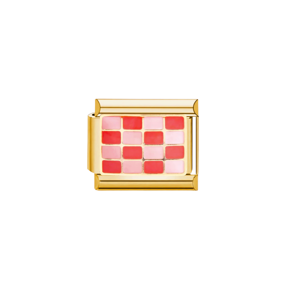 Italian Charm Blokjes Rood Roze Goud - 1 Stuk