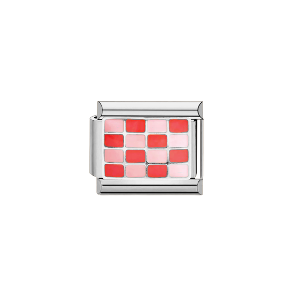 Italian Charm Blokjes Rood Roze Zilver - 1 Stuk