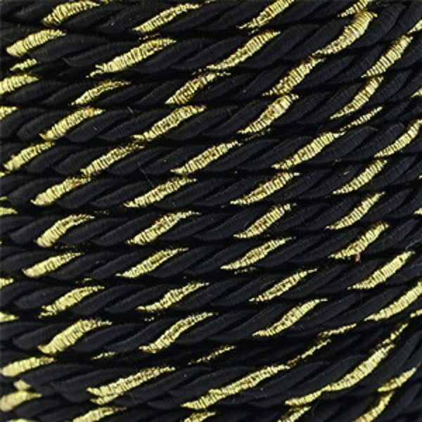 Trendy Koord Gedraaid 3mm Zwart Goud - per meter