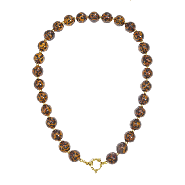 Ketting Big Beads Leopard