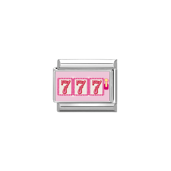 Italian Charm Jackpot 777 Roze Zilver - 1 Stuk