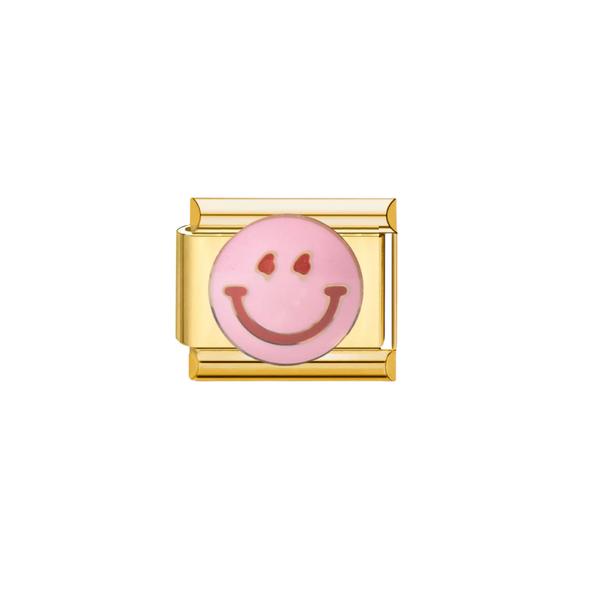 Italian Charm Smiley Roze Goud - 1 Stuk