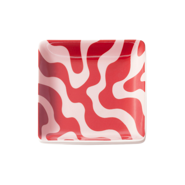 Schaaltje Vierkant Swirls Rood