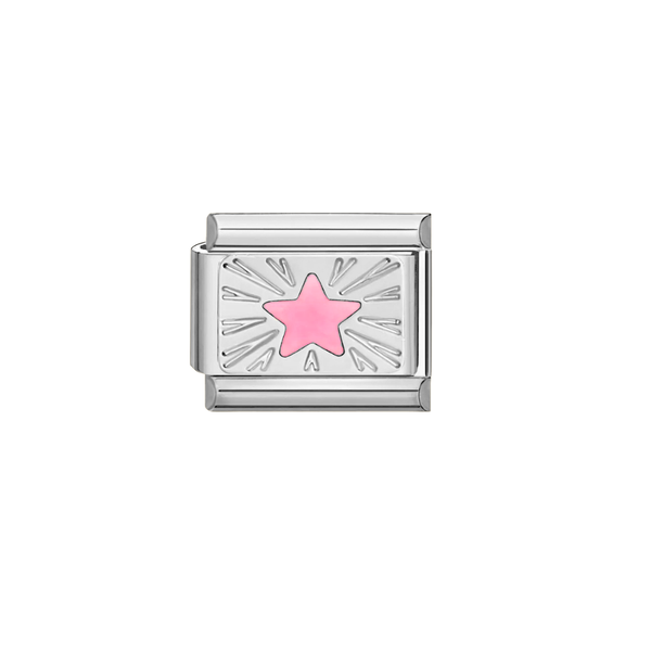 Italian Charm Ster Roze Zilver - 1 Stuk
