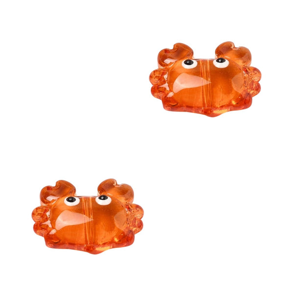 Glaskraal 21mm Krab Transparant Oranje  - 1 stuk