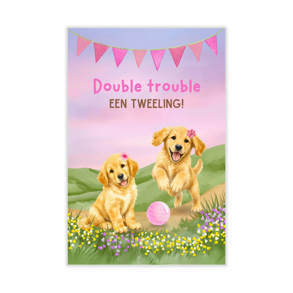 Kaartje Double Trouble Een Tweeling! Meisjes