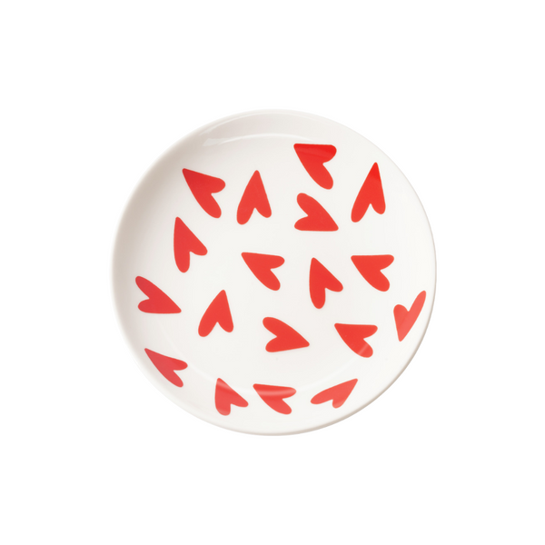 Schaaltje Rond Hearts Wit Rood