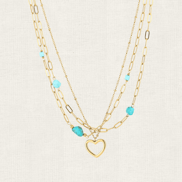 Ketting Layered Heart Blue