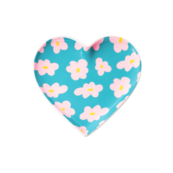 Schaaltje Hart Flowers Blue