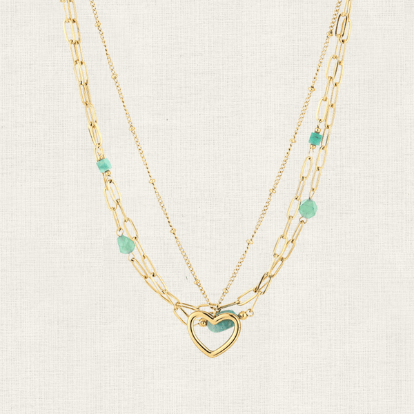 Ketting Layered Heart Green