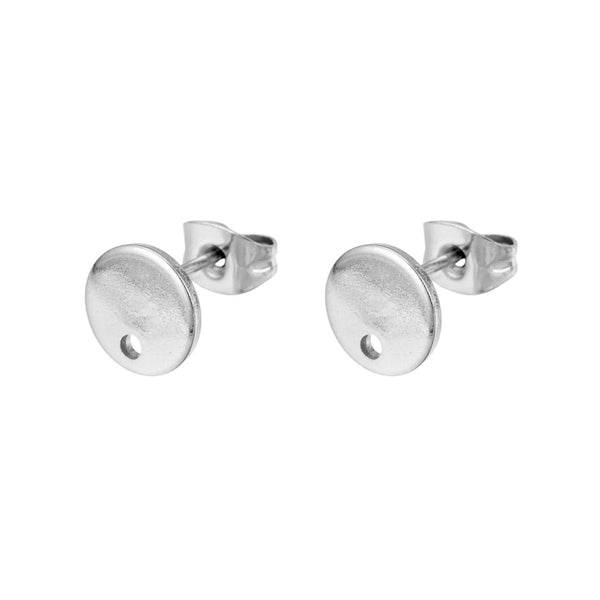 Oorbel Stekers Munt Met Oog (stainless steel) Zilver - 1 paar