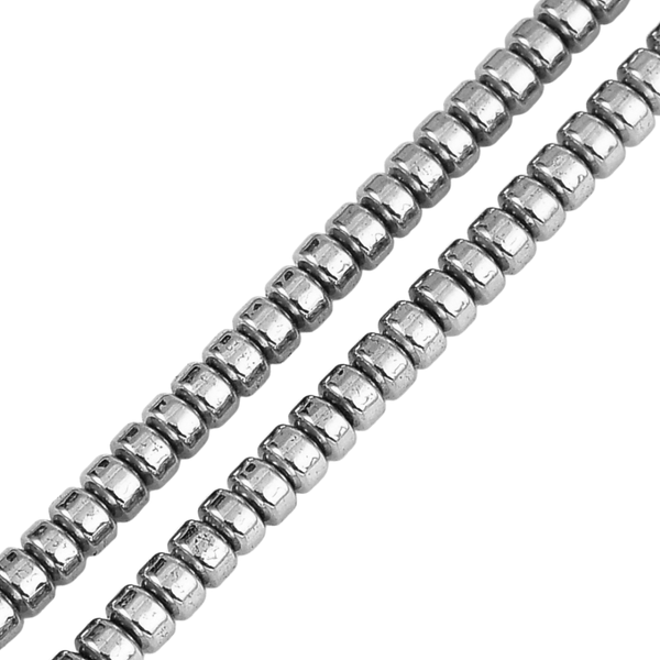 3x2mm Natural Stone Beads Hematite Disc Silver (50 pcs)