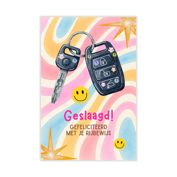 Kaartje Geslaagd! Gefeliciteerd Met Je Rijbewijs